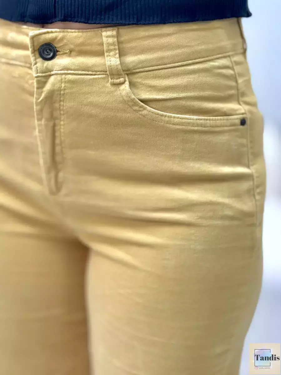 شلوار مخمل خردلی