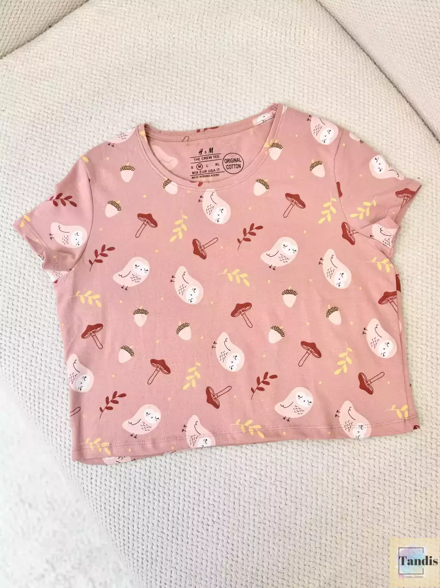 تیشرت کراپ حراجی (صورتی/طوسی)