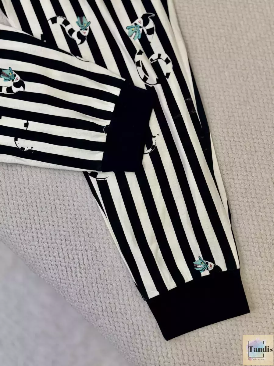 شلوار راحتی راه راه سفید مشکی