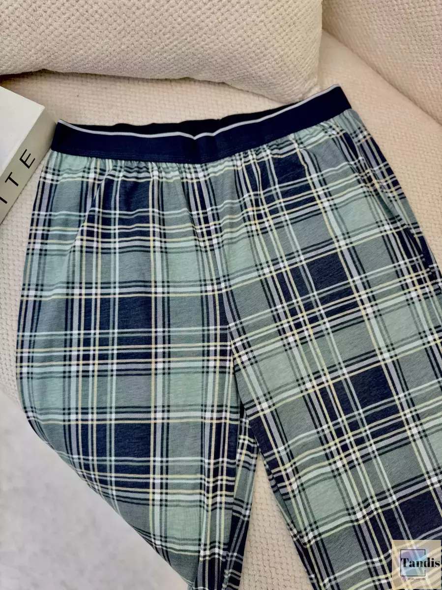 شلوار راحتی چهارخونه سبز