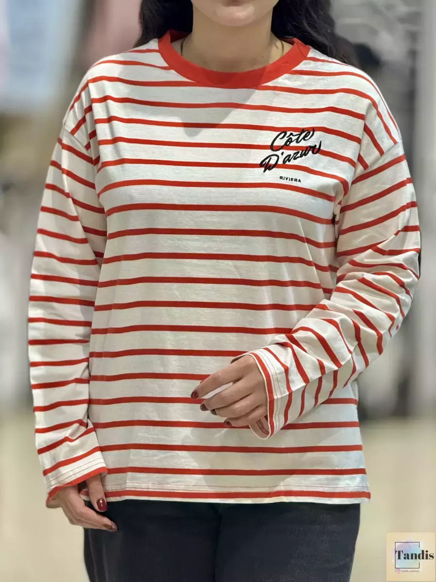 بلوز آستین بلند h&m (قرمز/مشکی)