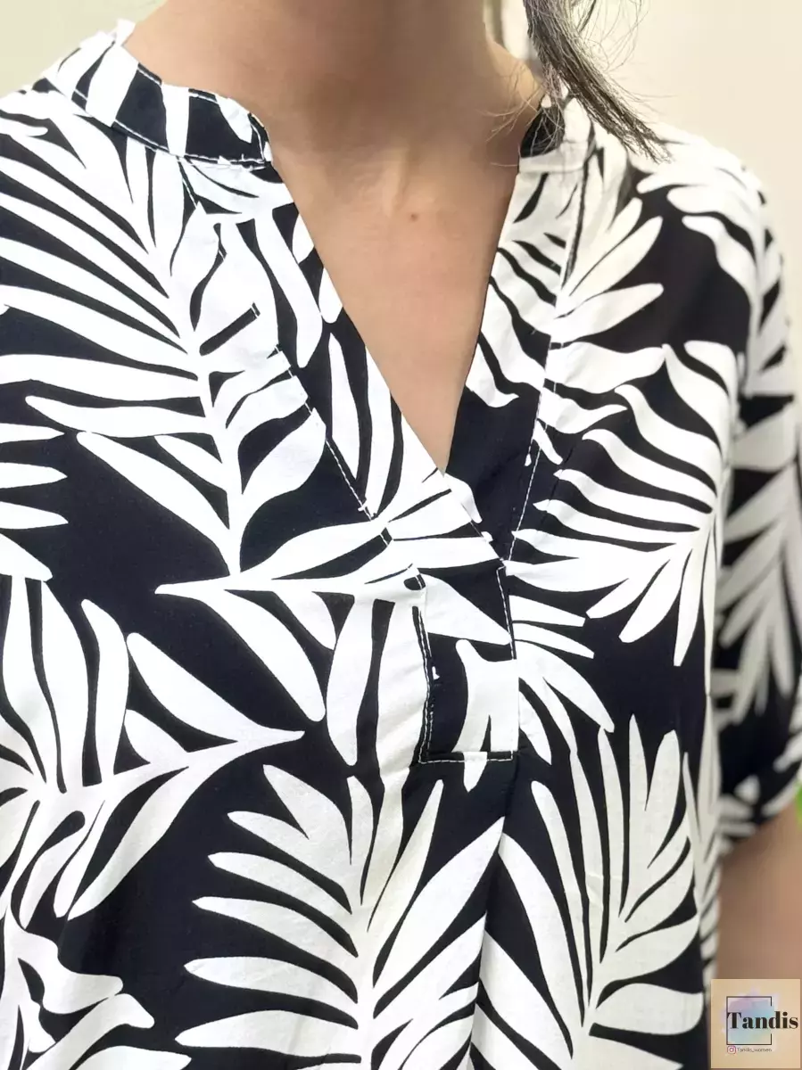 شومیز طرح برگ infiniti مشکی و سبز