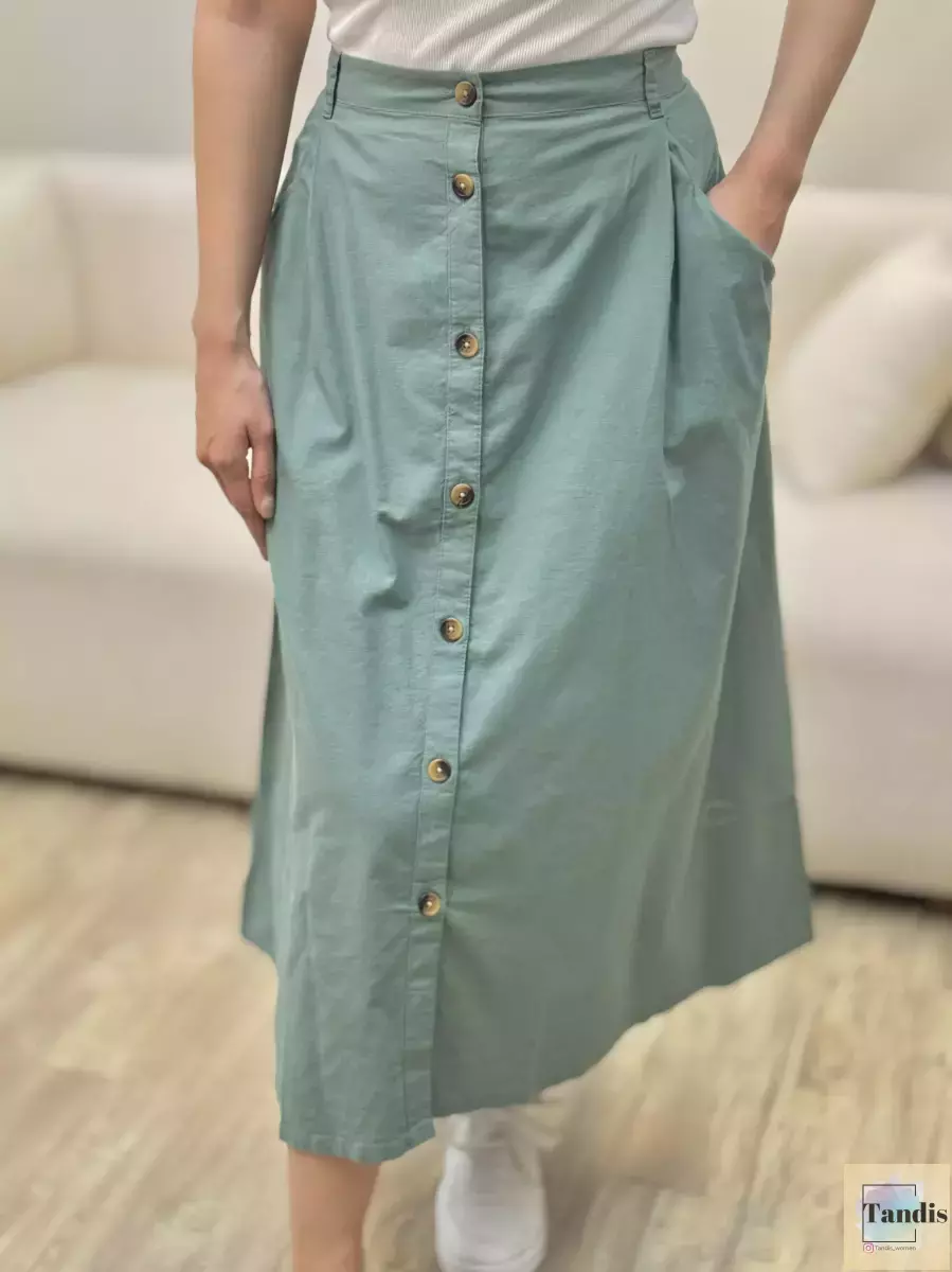 دامن جلو دکمه راه راه و ساده