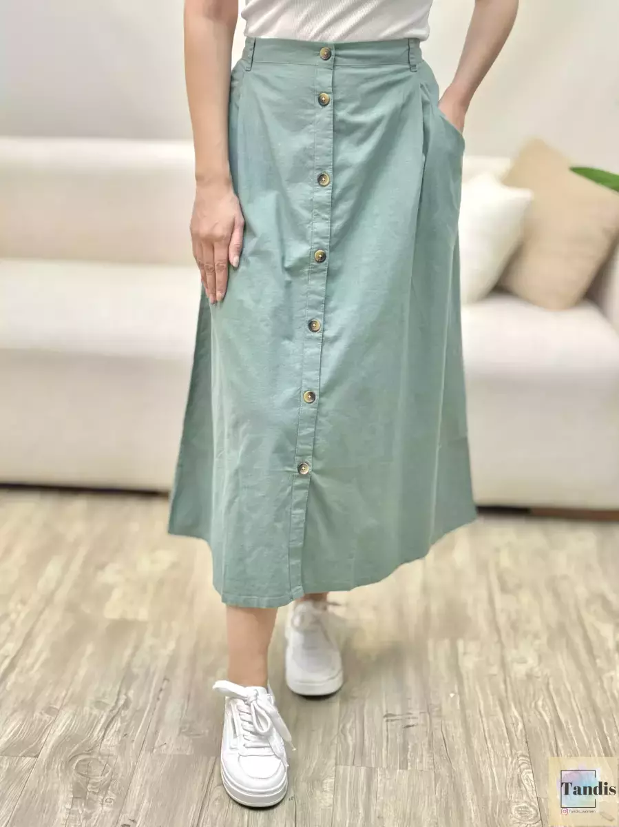 دامن جلو دکمه راه راه و ساده