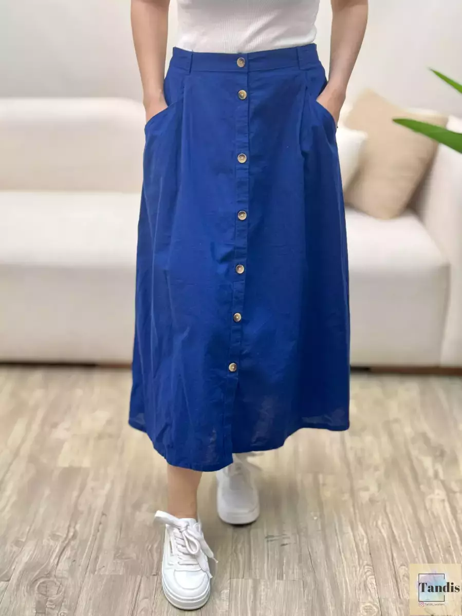 دامن جلو دکمه راه راه و ساده