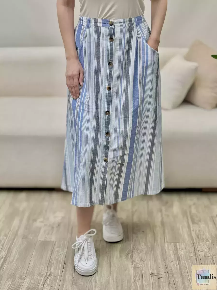 دامن جلو دکمه راه راه و ساده