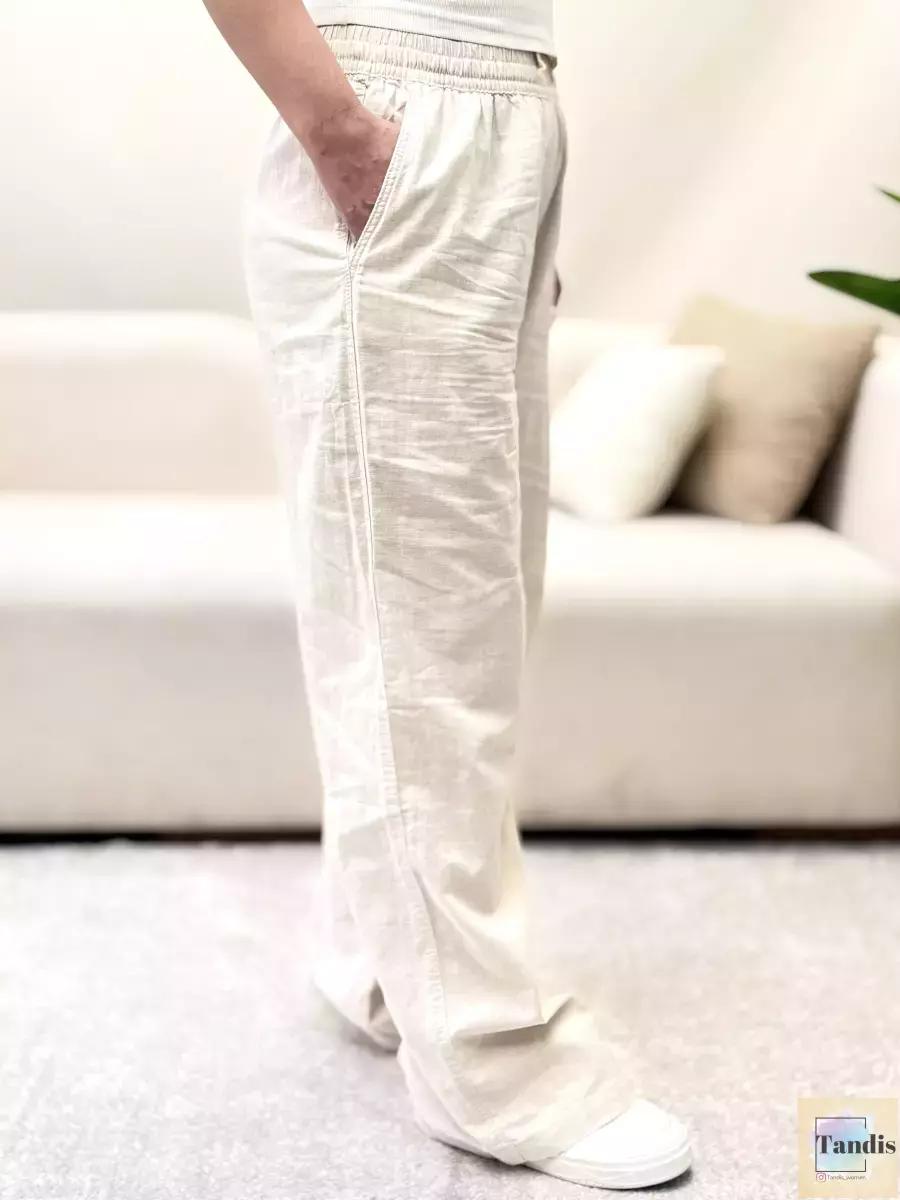 شلوار لینن کرمh&m