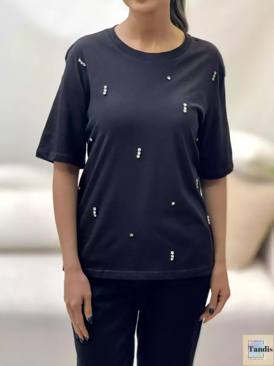 تیشرت مشکی نگین دار