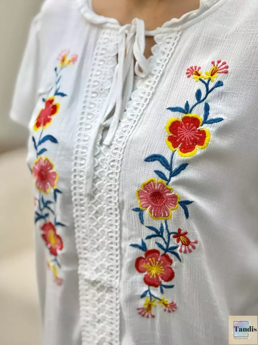 شومیز سفید گلدوزی