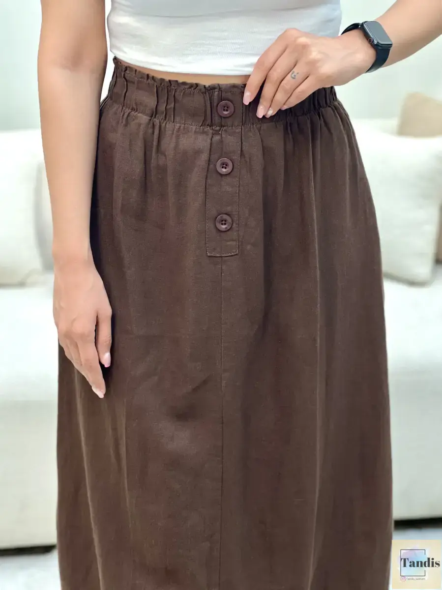 دامن لینن قهوه ای H&M