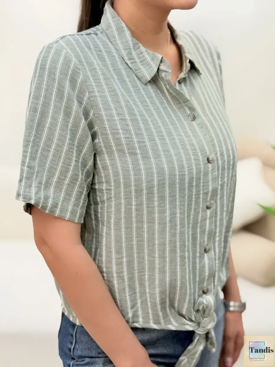 شومیز کراپ گره ای سبز