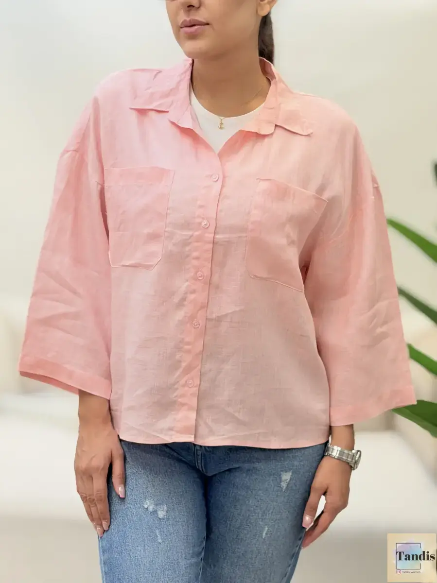 شومیز لینن دوجیب zara