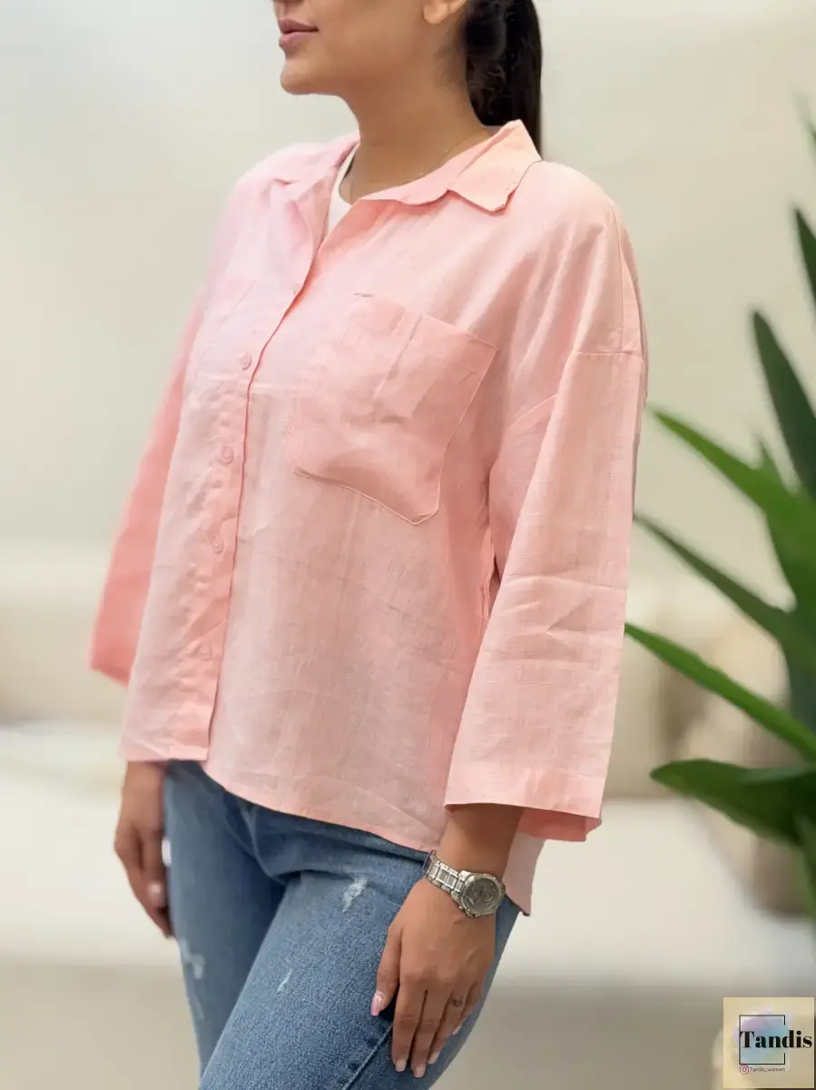 شومیز لینن دوجیب zara