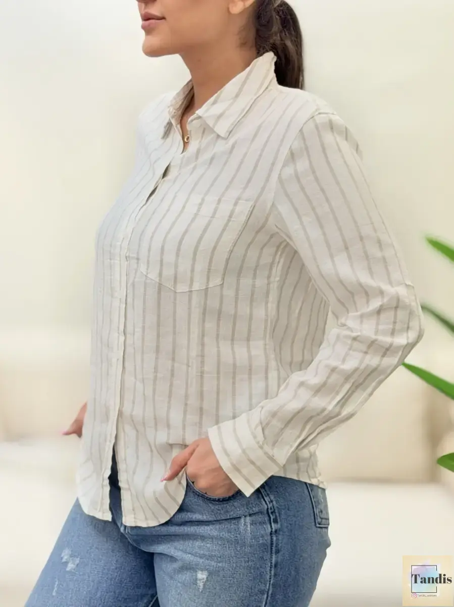 شومیز راه راه کرم h&M
