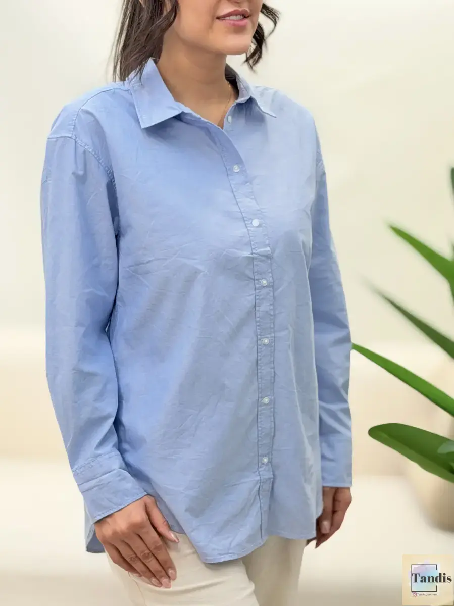 شومیز جلو دکمه H&M(آبی-سفید)