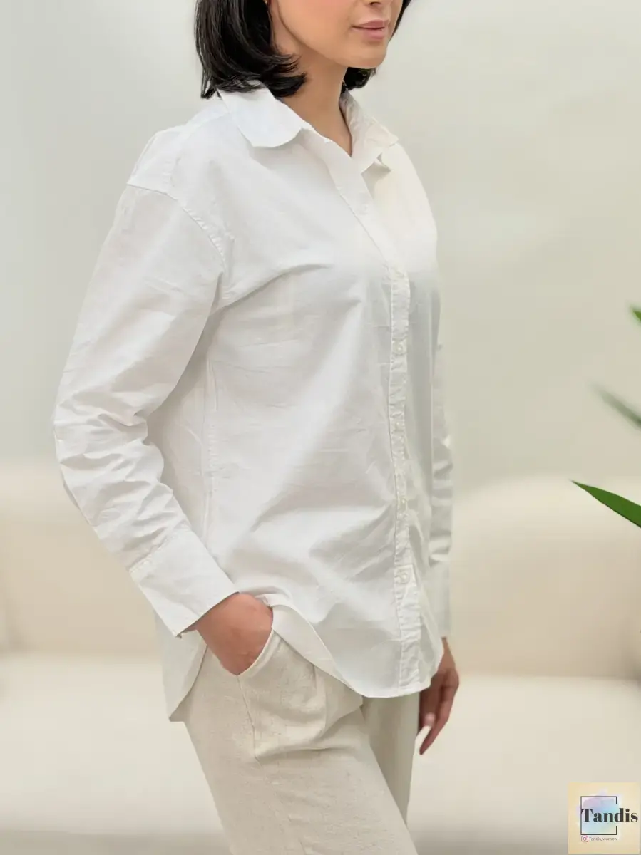 شومیز جلو دکمه H&M(آبی-سفید)