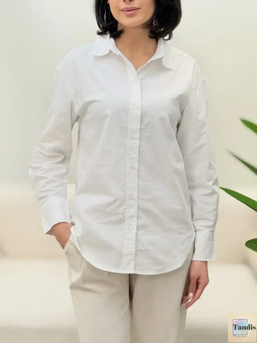 شومیز جلو دکمه H&M(آبی-سفید)