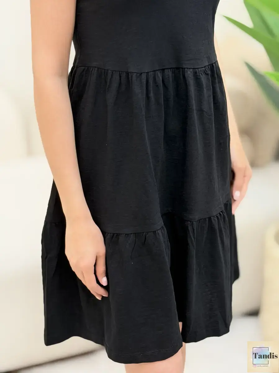 پیراهن آستین حلقه ای جورجی(مشکی-آجری)