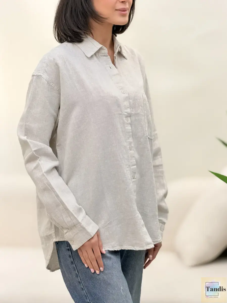 شومیز لینن (کرم/مشکی)olsen