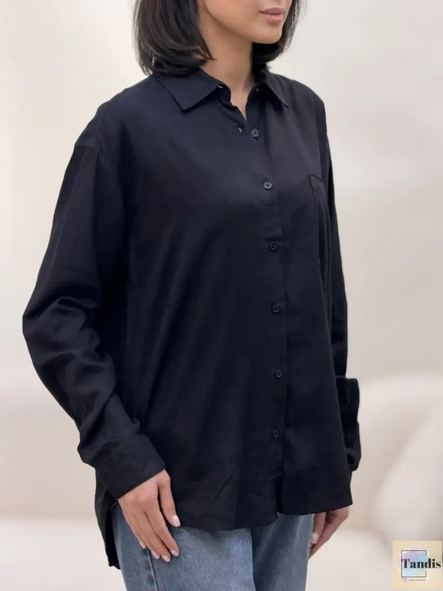 شومیز لینن (کرم/مشکی)olsen