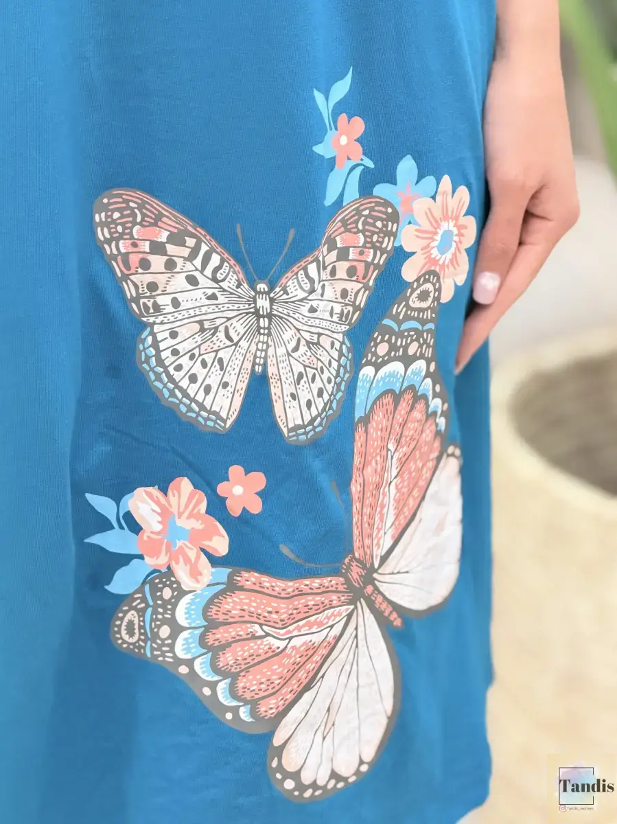 پیراهن آستین حلقه ای طرح پروانه (کله غازی/ سرخابی)