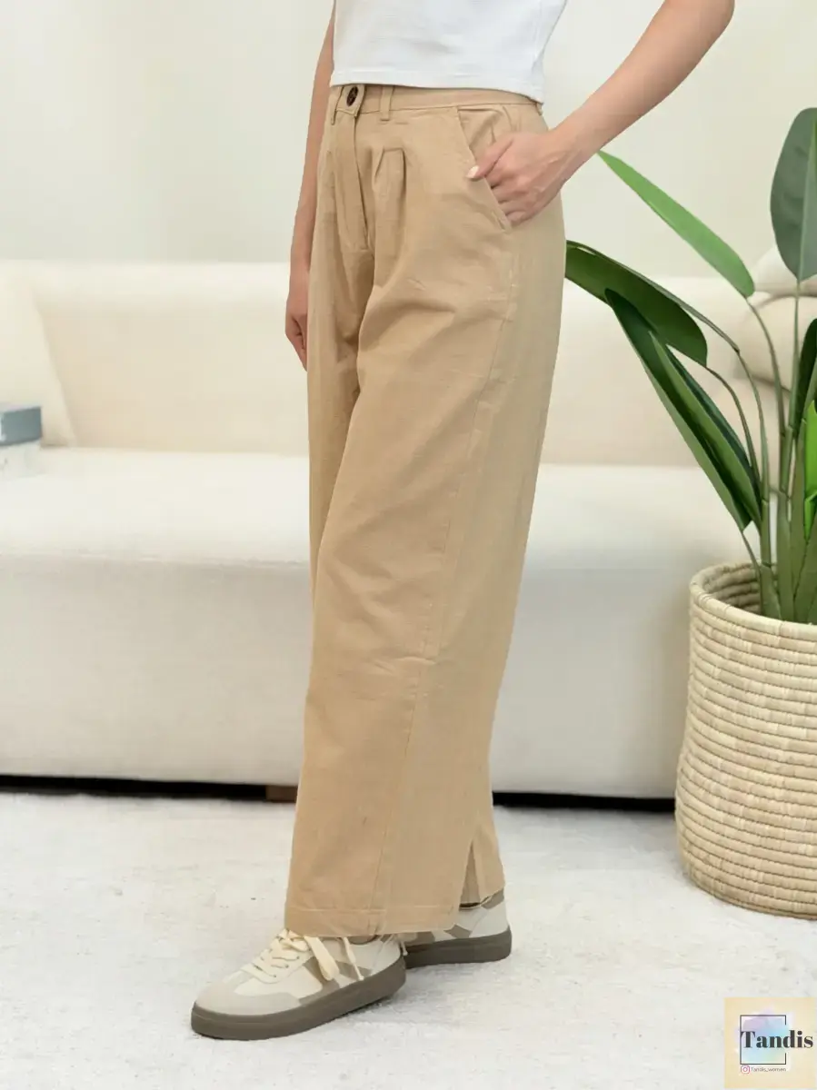 شلوار مشکی و نسکافه ای دکمه دار