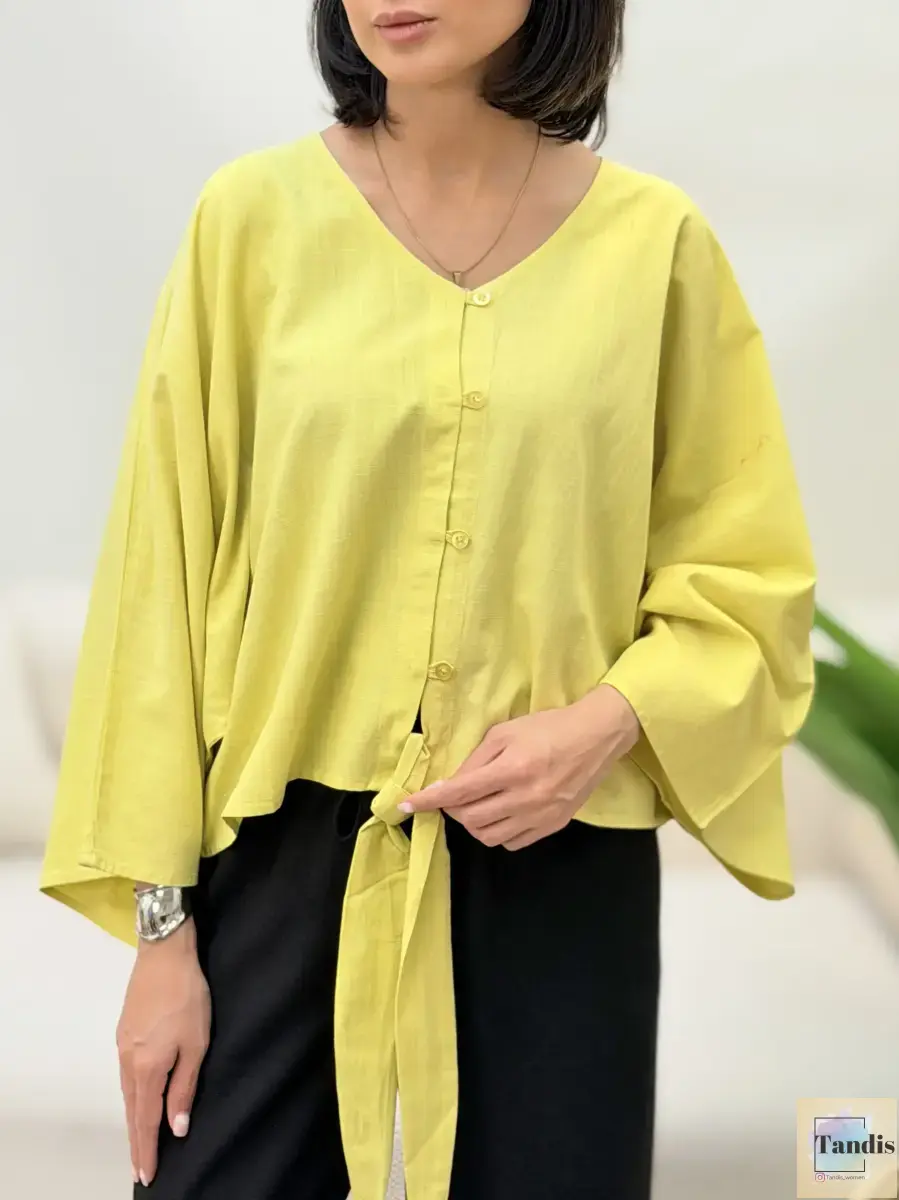 شومیز لینن گره ای تاهاری(رنگبندی)