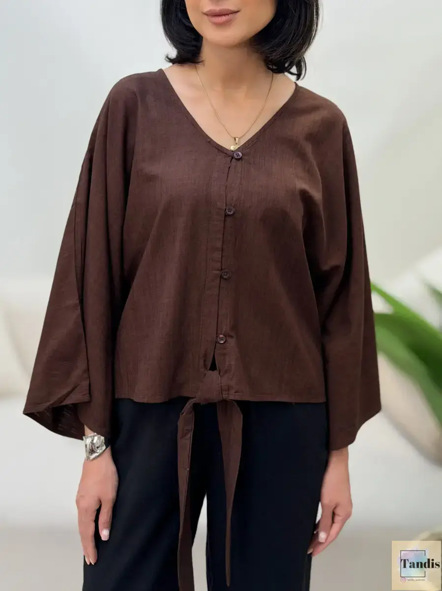 شومیز لینن گره ای تاهاری(رنگبندی)