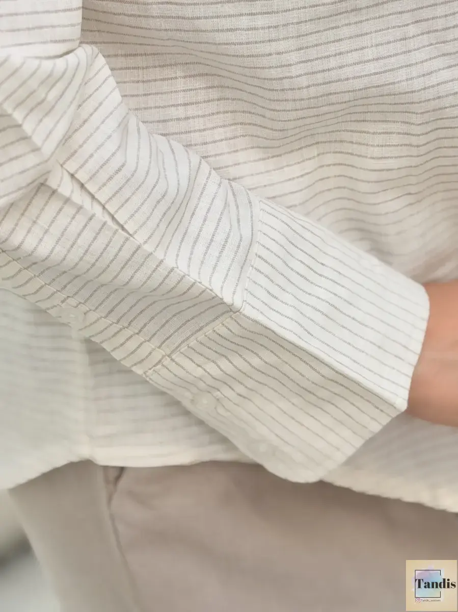 شومیز راه راه کرم m&s