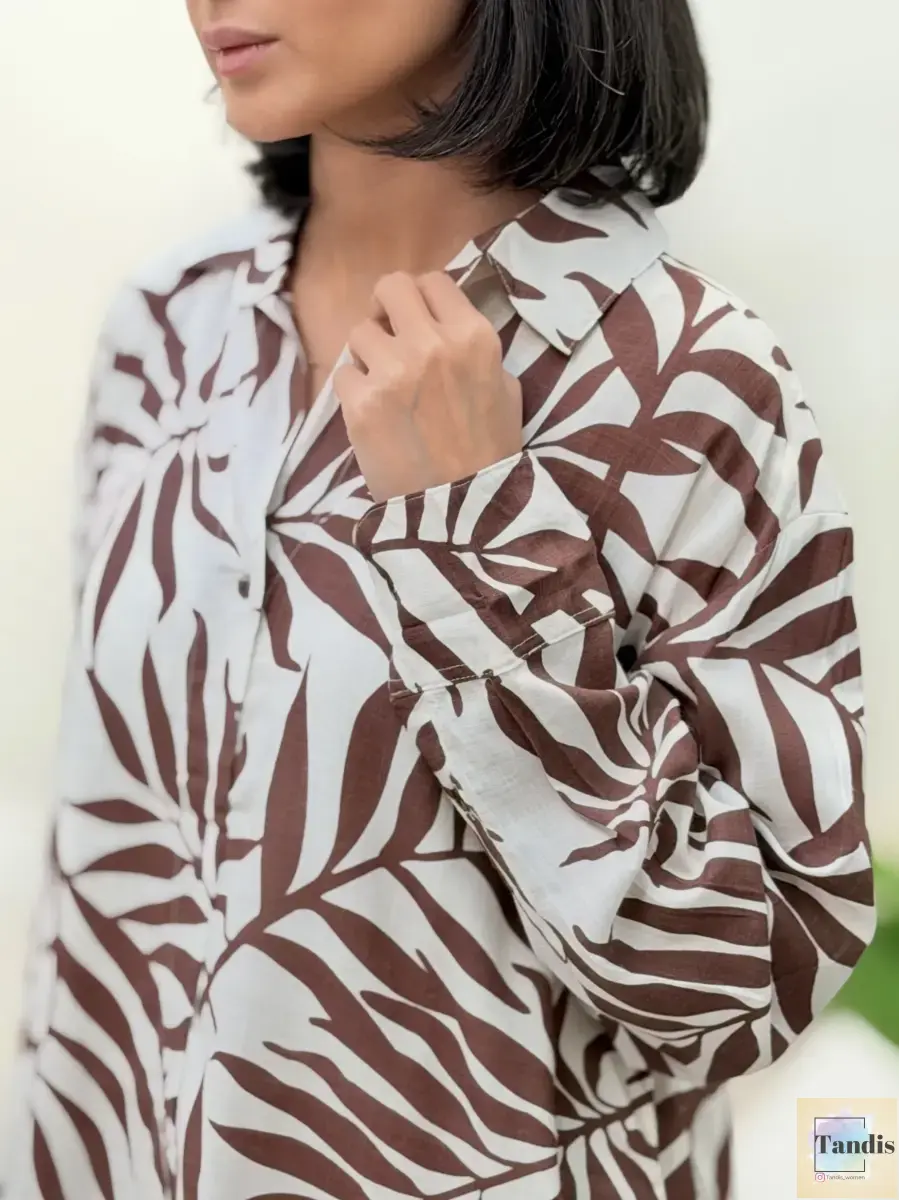 شومیز طرح برگ قهوه ای (zara)