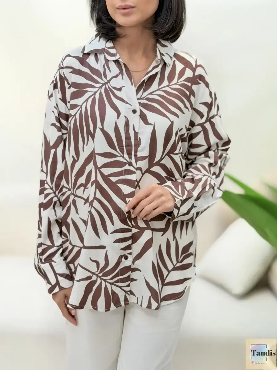 شومیز طرح برگ قهوه ای (zara)