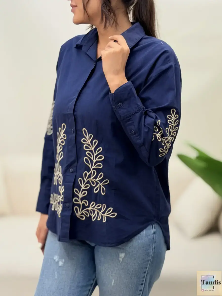 شومیز سرمه ای گلدوزی