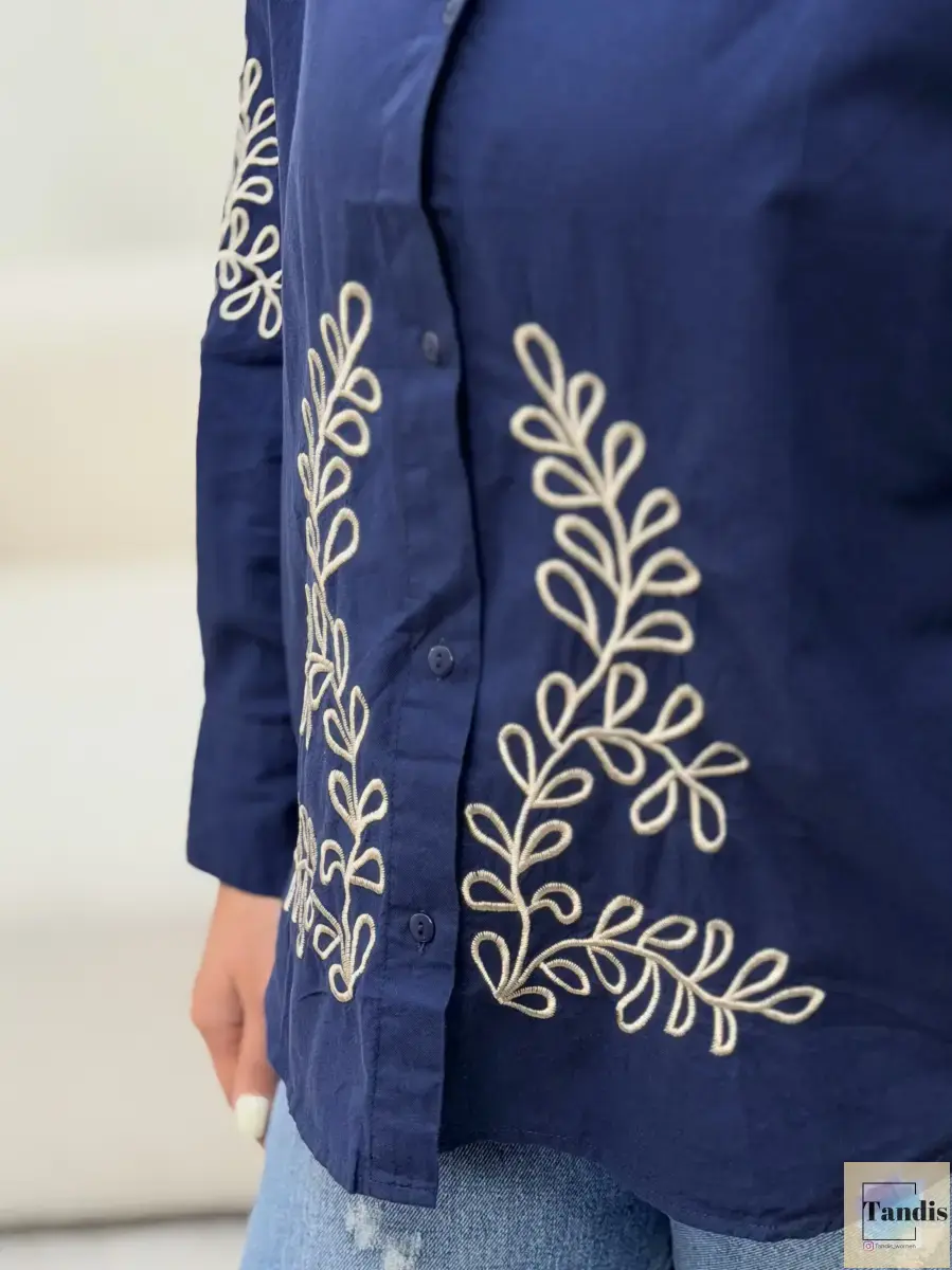 شومیز سرمه ای گلدوزی
