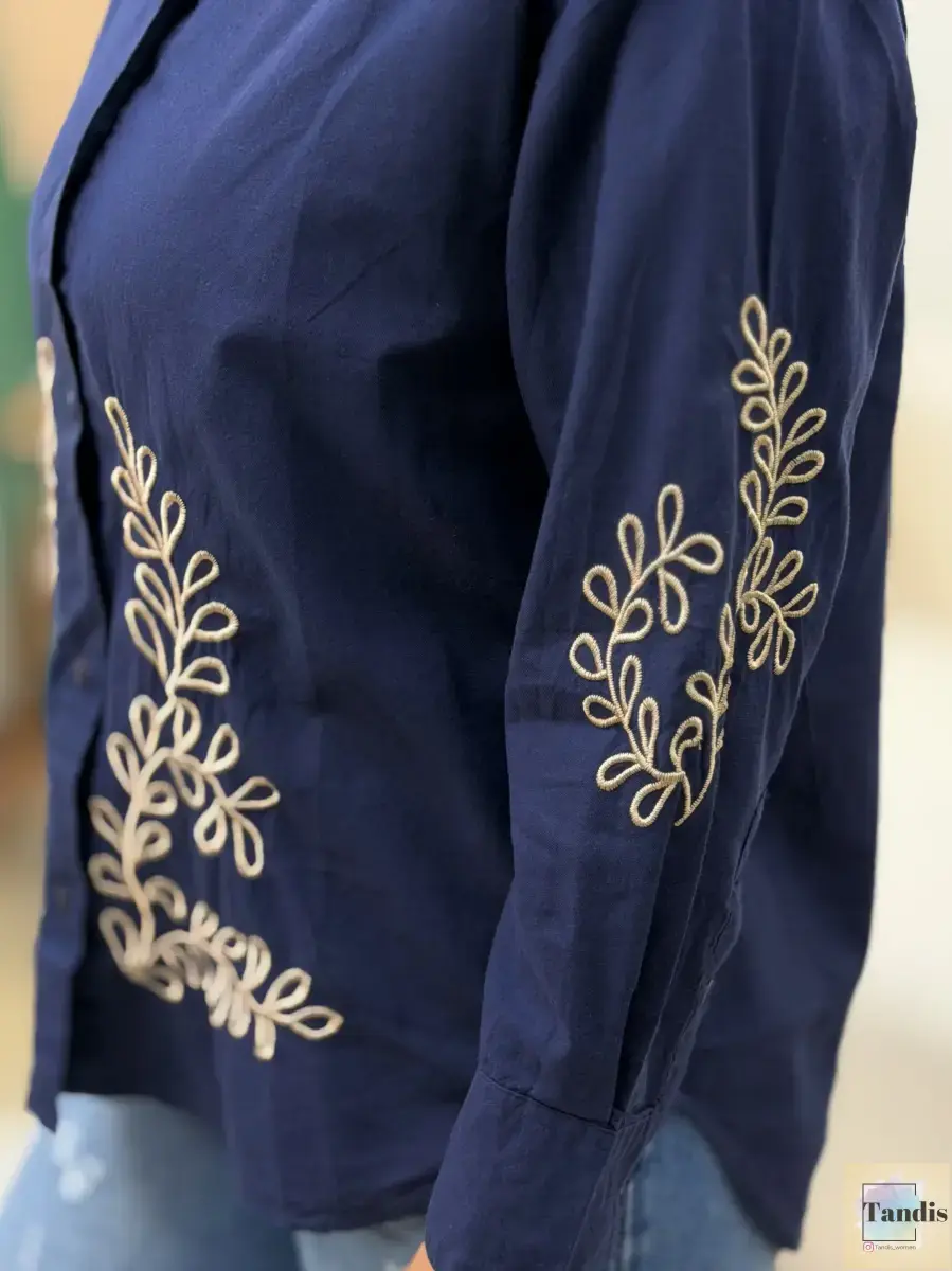شومیز سرمه ای گلدوزی