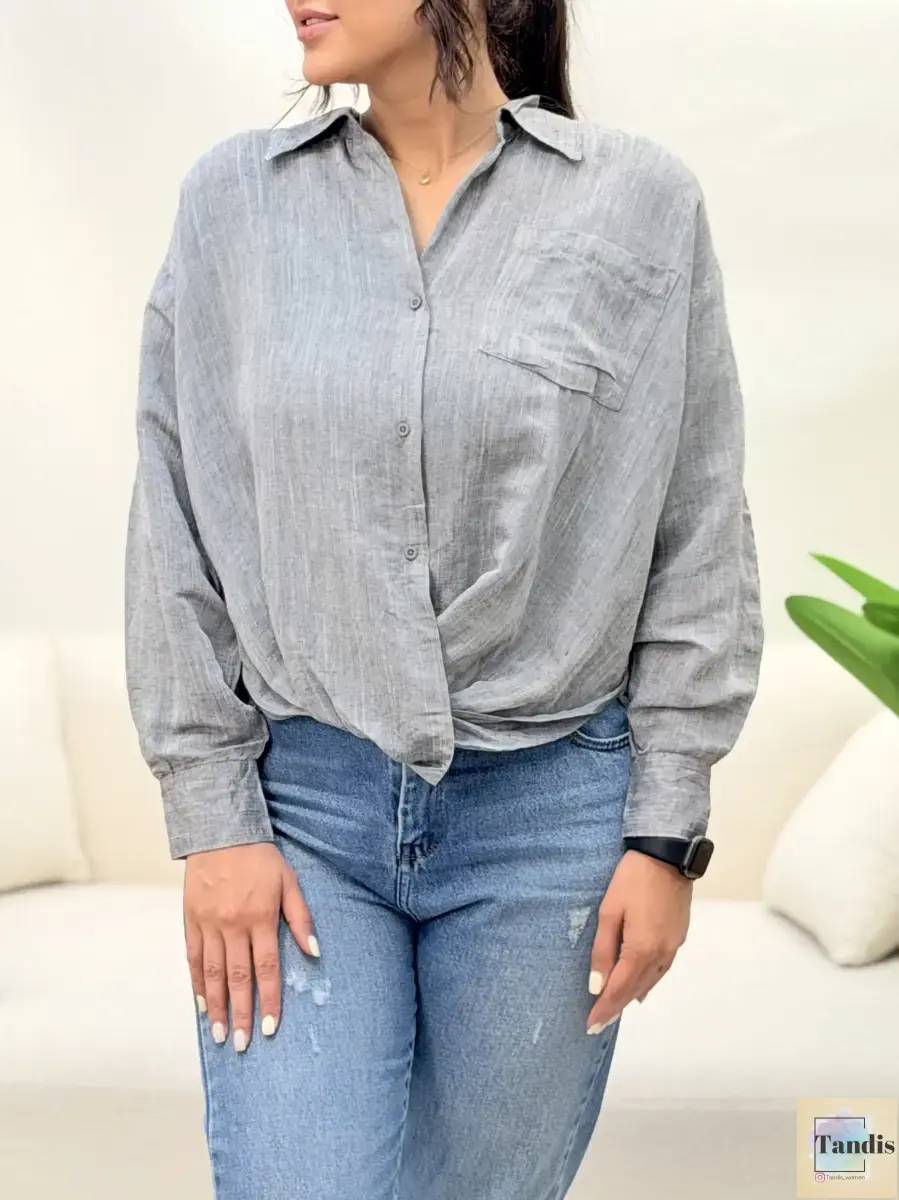 شومیز لینن جلو گره zara