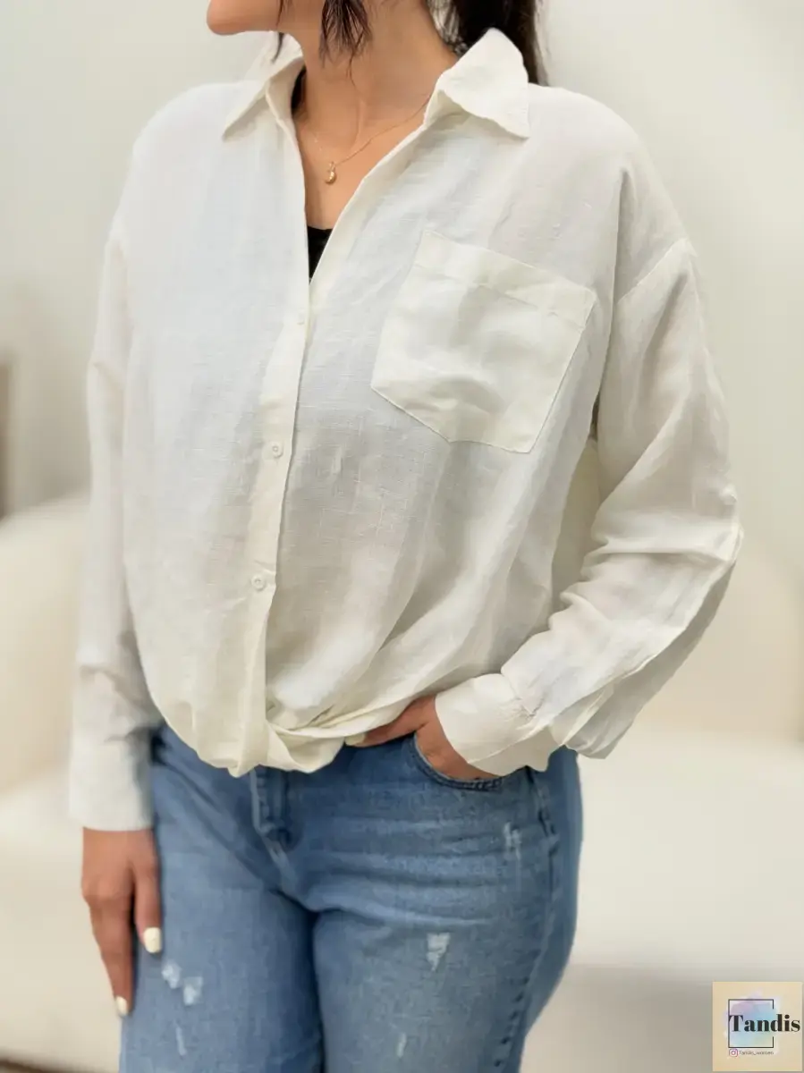 شومیز لینن جلو گره zara