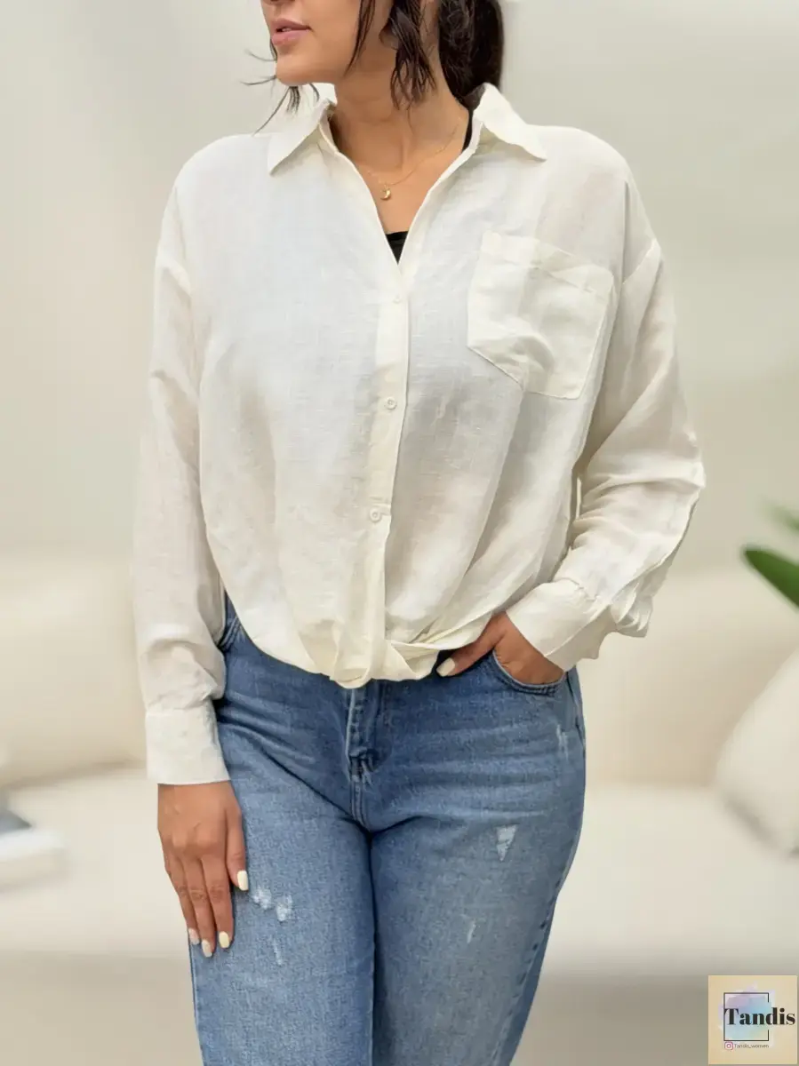 شومیز لینن جلو گره zara