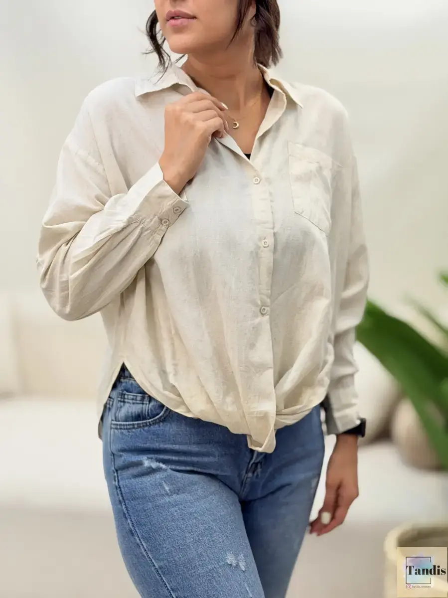 شومیز لینن جلو گره zara
