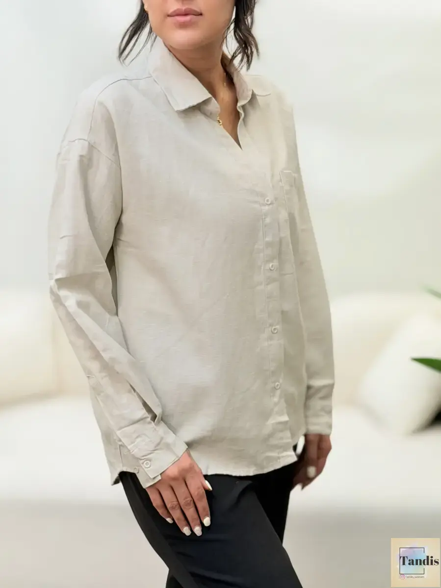 شومیز لینن کرم zara