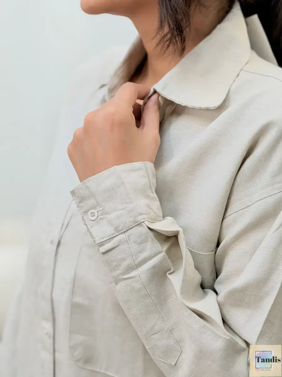 شومیز لینن کرم zara