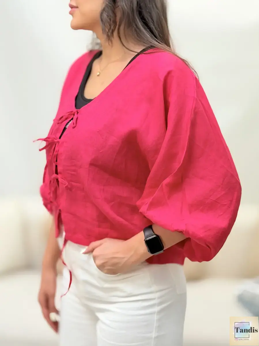 شومیز لینن جلوبند خور (رنگبندی)