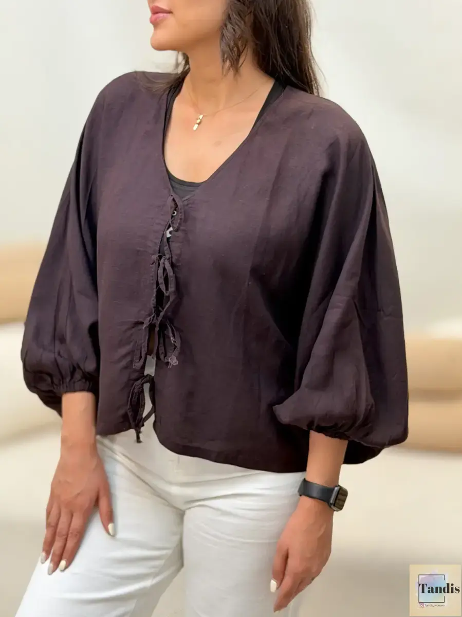 شومیز لینن جلوبند خور (رنگبندی)