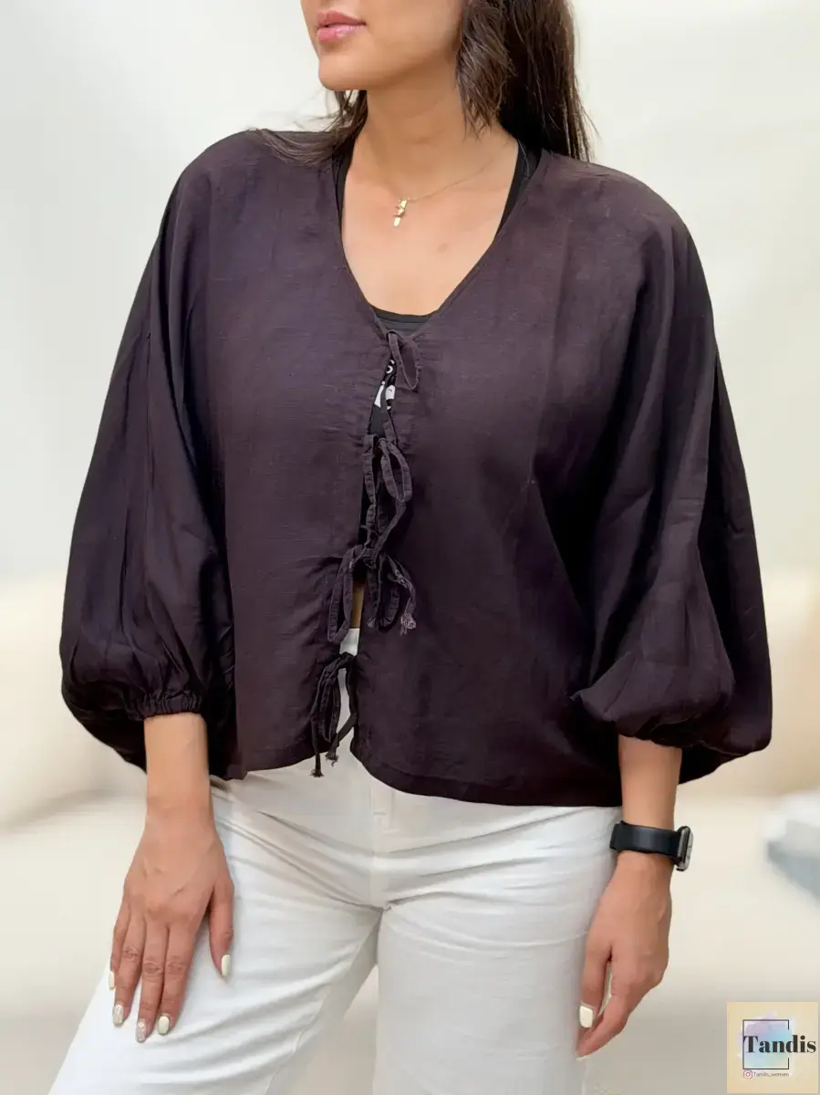 شومیز لینن جلوبند خور (رنگبندی)