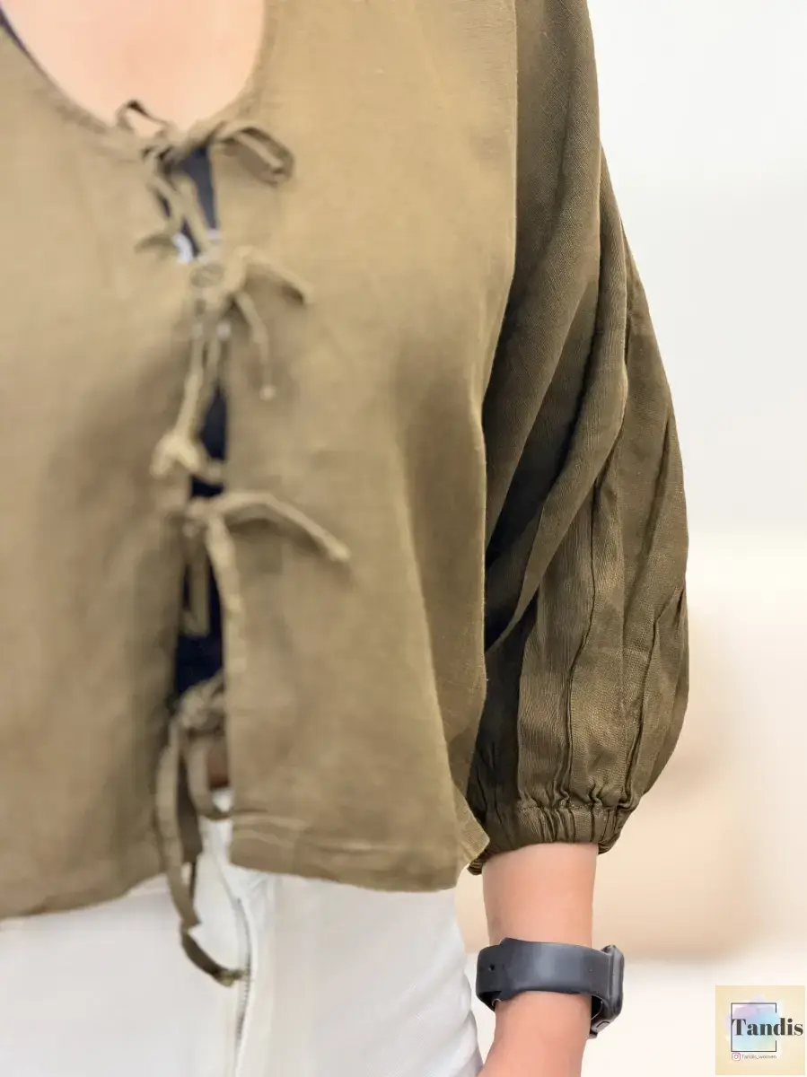 شومیز لینن جلوبند خور (رنگبندی)