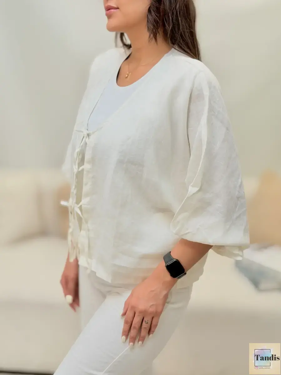 شومیز لینن جلوبند خور (رنگبندی)